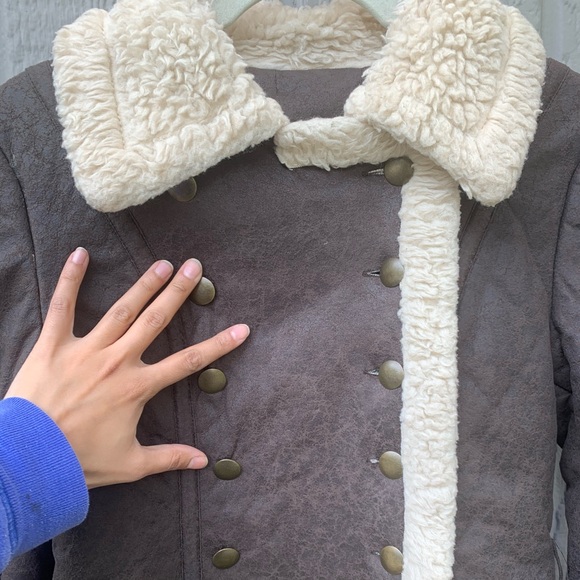 Vintage custom made Sherpa button hooded jacket - Picture 7 of 8